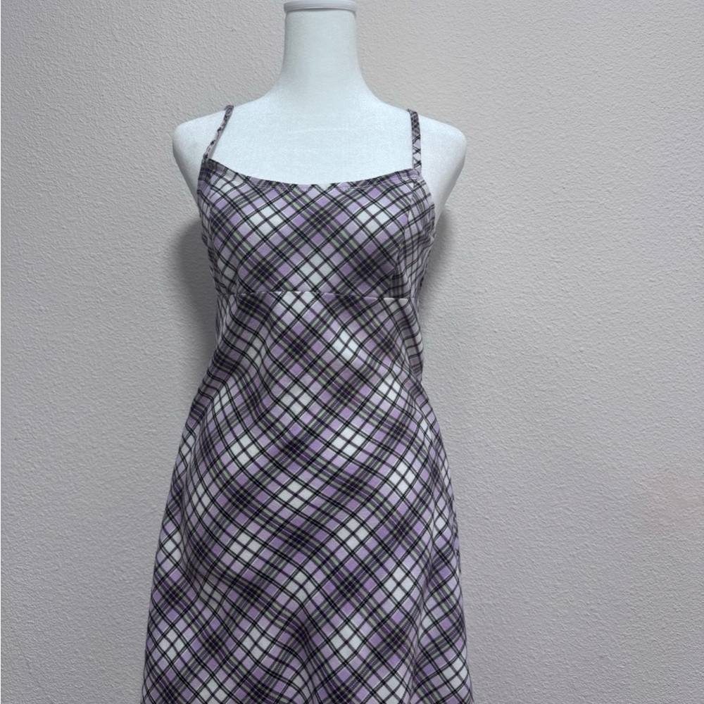 Brandy Melville Plaid Lavender Spaghetti Strap Dress